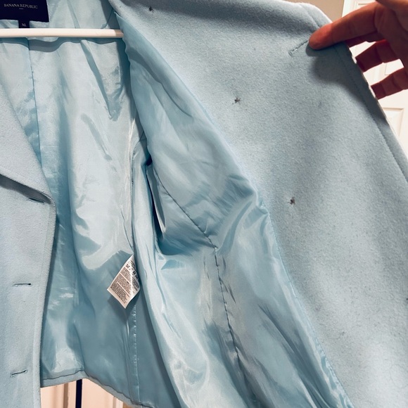 Banana Republic baby blue wool moto-style coat w/ zipper detail XL - Picture 5 of 12